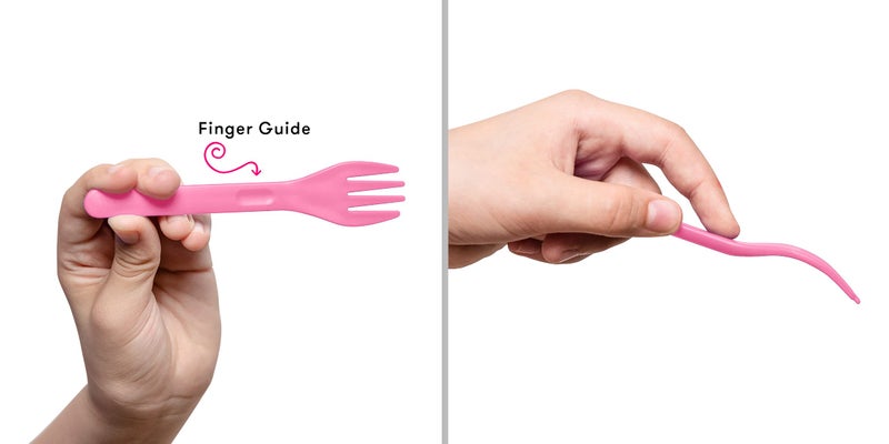 أومي طقم أدوات مائدة للأطفال من أومي بوكس ​​مع علبة - قطعتان من البلاستيك، شوكة وملعقة قابلة لإعادة الاستخدام مع حافظة للأطفال (لون وردي فقاعي) - Image 4